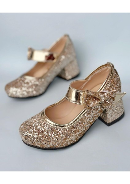 Çocuk Topuklu Ayakkabı, Fiyonklu Çocuk Topuklu Ayakkabı