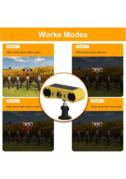 Güneş Hareket Sensörü Alarmı, Dış Mekan Uyarı Işığı, 13 Ses Güvenlik Uyarı Sistemi Çiftlik Bahçesi Ahır Için Hayvan Kovucu
