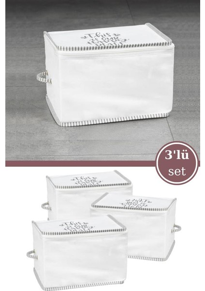 3’lü Ipli Kazak Hurcu Set, Yatak Baza Kanepe Altı Kıyafet Çamaşır Eşarp Düzenleyici (30X20CM) 3 Adet