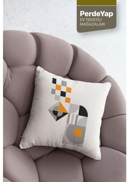 Minimal Geometrik Nesneler Desenli 4lü Dijital Baskılı Kırlent Yastık Kılıfı Açık Pudra 43X43 cm 035 fiyatları