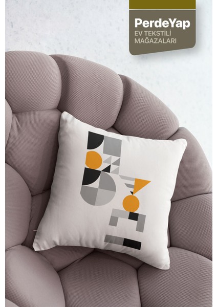 Minimal Geometrik Nesneler Desenli 4lü Dijital Baskılı Kırlent Yastık Kılıfı Açık Pudra 43X43 cm 035 modelleri