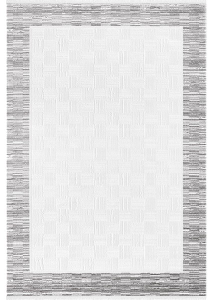 Jade JD003G Gri Halı Modern Çerçeve Desenli Triko Akrilik Pamuk Tabanlı Kaymaz Yumuşak Salon Halısı