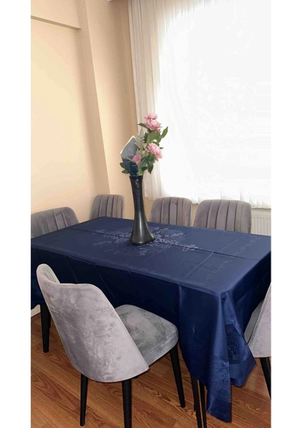 Lacivert Jakarlı Masa Örtüsü, Şık ve Kaliteli Tasarım indirimleri