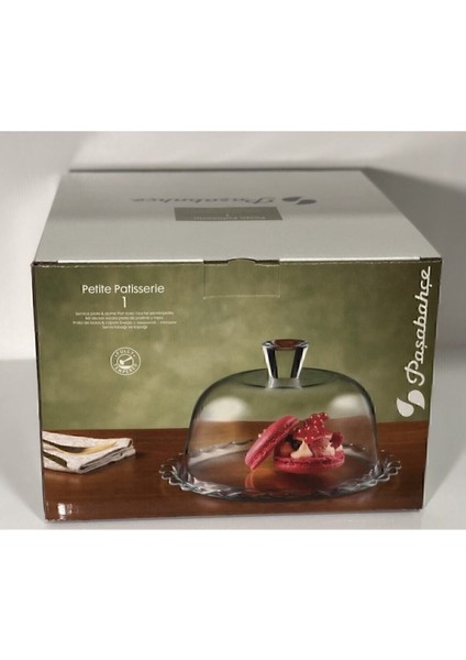 Beyaz Cam Kapaklı Kek Fanusu, Sunum Tabağı, Şık Tasarım, Dayanıklı ve Pratik Kullanım