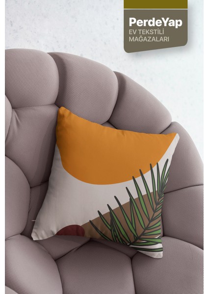 Özel Tasarım Bal Rengi Palmiye Desenli 4lü Dijital Baskılı Kırlent Kılıfı 019 fiyatları