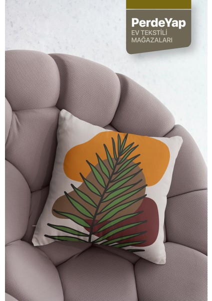 Özel Tasarım Bal Rengi Palmiye Desenli 4lü Dijital Baskılı Kırlent Kılıfı 019 modelleri