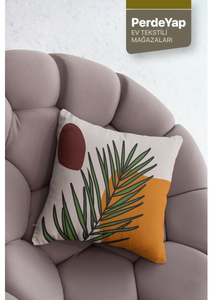 Özel Tasarım Bal Rengi Palmiye Desenli 4lü Dijital Baskılı Kırlent Kılıfı 019 fırsatları