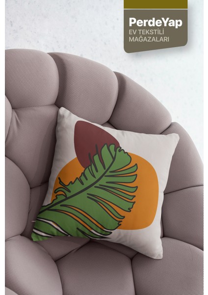 Özel Tasarım Bal Rengi Palmiye Desenli 4lü Dijital Baskılı Kırlent Kılıfı 019 indirimleri