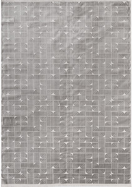 Best 114A Antrasit Modern Geometrik Desen Parlak Makinada Yıkanabilir Salon Halısı