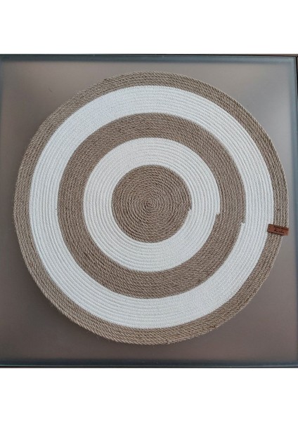 Ekru Dekoratif Hasır Runner, Masa ve Sehpa Örtüsü 50X50CM