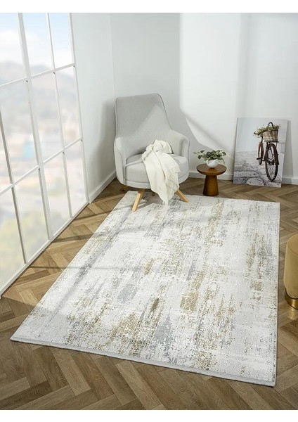 Zenith ZN011A Gri Halı Gold Detaylı Modern Yumuşak Kadife Ince Antialerjik Salon Koridor Halısı modelleri