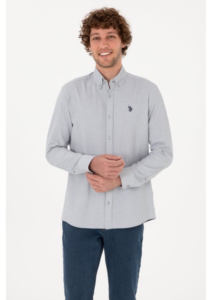 Erkek Gri Gömlek Desenli 50316639-VR024