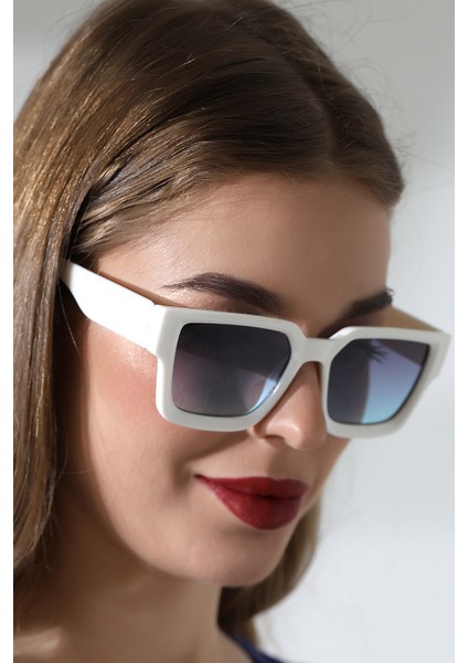Kadın Kare Beyaz Mat UV400 Güneş Gözlüğü 23022 C20 M modelleri