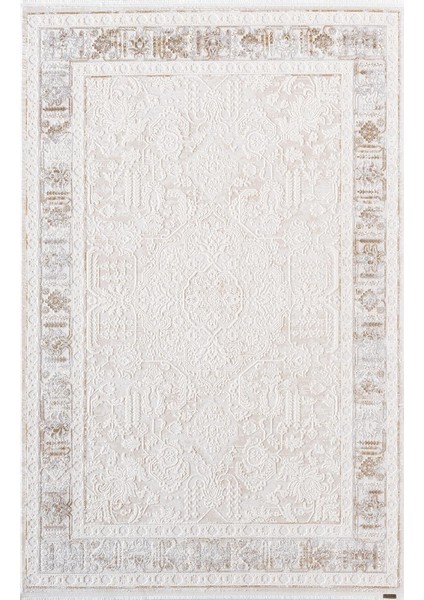 Truva TV034S Krem Halı Vizon Bej Detaylı Modern Klasik Akrilik Yumuşak Salon Oturma Odası Halısı