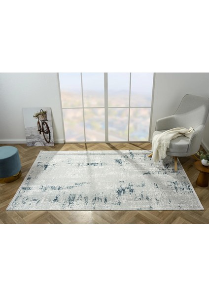 Zenith ZN008A Gri Halı Lacivert Detaylı Modern Yumuşak Kadife Ince Antialerjik Salon Koridor Halısı fiyatları