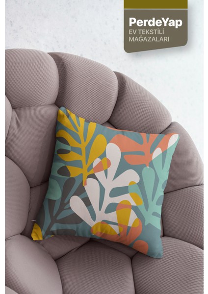 Renkli Tüyler Desenli 4lü Dijital Baskılı Kırlent Kılıfı 002 modelleri