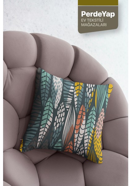 Renkli Tüyler Desenli 4lü Dijital Baskılı Kırlent Kılıfı 002 fırsatları