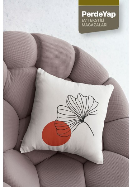 Hayali Gerçeküstü Çiçekler Desenli 4lü Dijital Baskılı Kırlent Kılıfı 43 x 43 cm Kiremit-Krem 054 modelleri