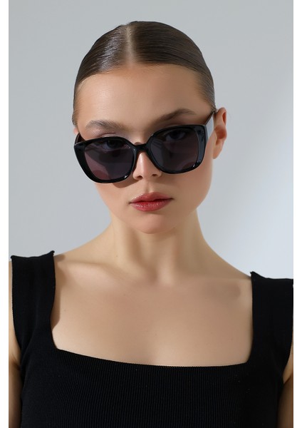 Kadın Kare Siyah UV400 Güneş Gözlüğü 23021 C2