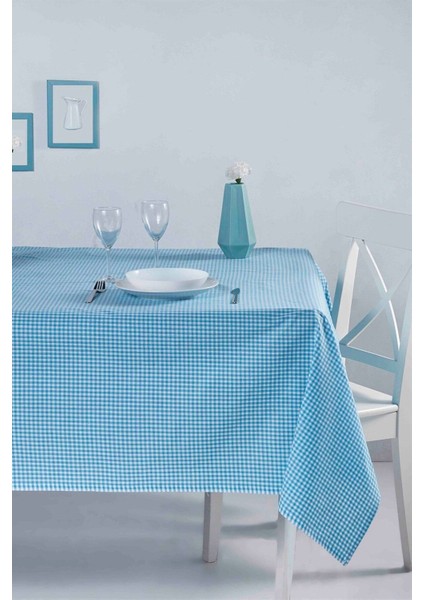 Turkuaz Pötikareli Masa Örtüsü 170X170 Cm, Günlük ve Bahçe Kullanımı Için Ideal