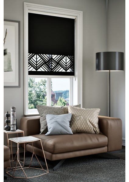 Lazer Kesim Mat Stor Perde, Lazer Kesimli Modern Serisi, M-101008 Siyah Renk