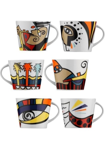 Çok Renkli 12 Parça Kahve Takımı, 6 Kişilik, Şık ve Kullanışlı Tasarım fiyatları