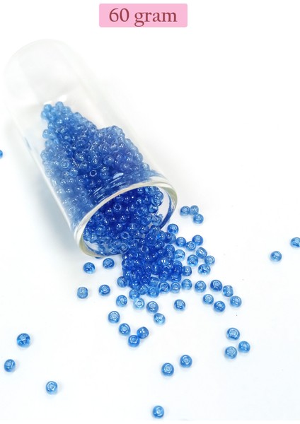 Dökme Cam Kum Boncuk (8/0) 3 mm - 60 Gram - Şeffaf Açık Mavi - BNC204