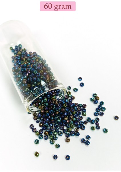Dökme Cam Kum Boncuk (8/0) 3 mm - 60 Gram - Lacivert Yeşil - BNC210