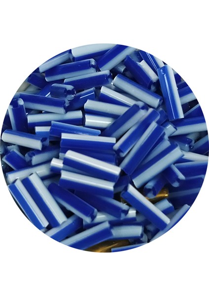 Uzun Boru Kesme Boncuk Çap 2mm Uzunluk 10 mm - 60 Gram - Mavi Beyaz - BNC275 fiyatları
