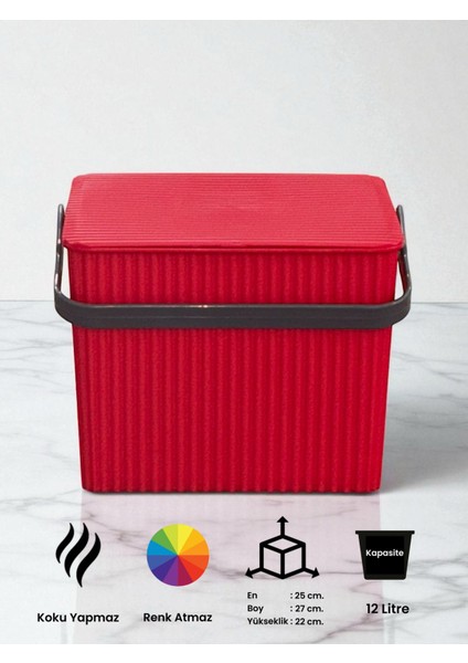 Rainbow Kırmızı Kare Kova Piknik Sepeti Meyve Kovası