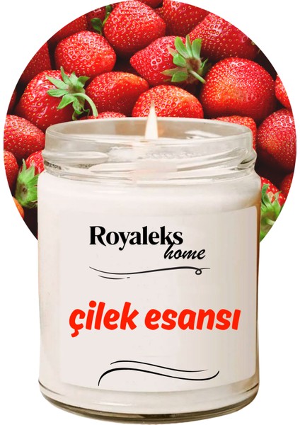 Doğal Özel Seri Kokulu Dekoratif Kavanoz Mum 210 cc - Çilek Esansı - Ryl