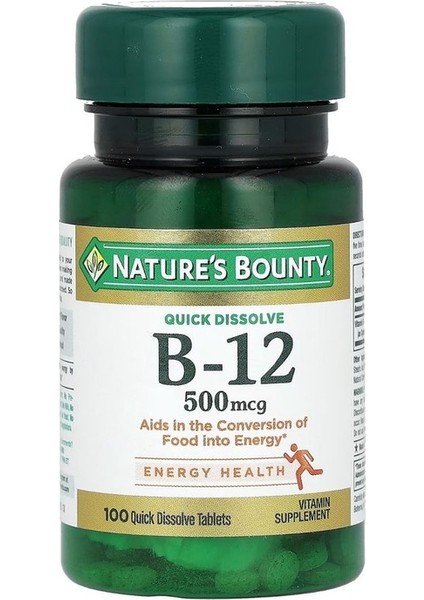 B-12 Natural Cherry 500 mcg 100 Quick Dissolve Tablets