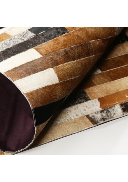 Kahverengi Dana Derisi Patchwork Halı, El Dokuma Dekoratif Salon Halısı, Kaymaz Tabanlı Halı modelleri