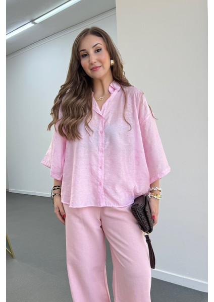 Romi Pembe Desenli Yarım Kol Gömlek fiyatları