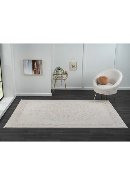 Truva TV011A Bej Vizon Detaylı Göbekli Kalın Akrilik Tozuaz Modern Salon Halısı Yatak Odası Koridor fiyatları