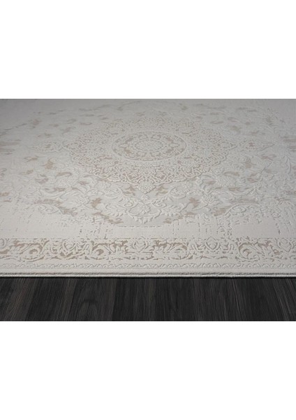 Truva TV011A Bej Vizon Detaylı Göbekli Kalın Akrilik Tozuaz Modern Salon Halısı Yatak Odası Koridor indirimleri