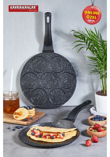 Renkli 2'li Pankek ve Krep Tavası Seti, Pratik ve Şık Mutfak Gereci