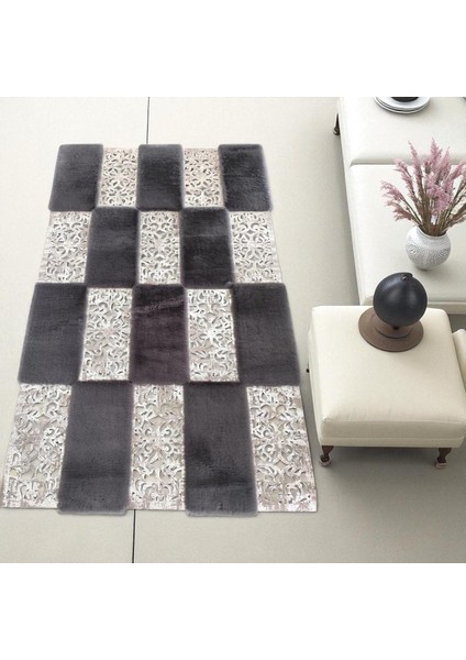Gümüş Doğal Dana Derisi Patchwork Halı – El Yapımı Hakiki Deri Lüks Dekoratif Giriş Halısı indirimleri