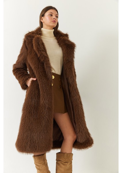 Kadın Uzun Kürklü Astarlı Mont fiyatları