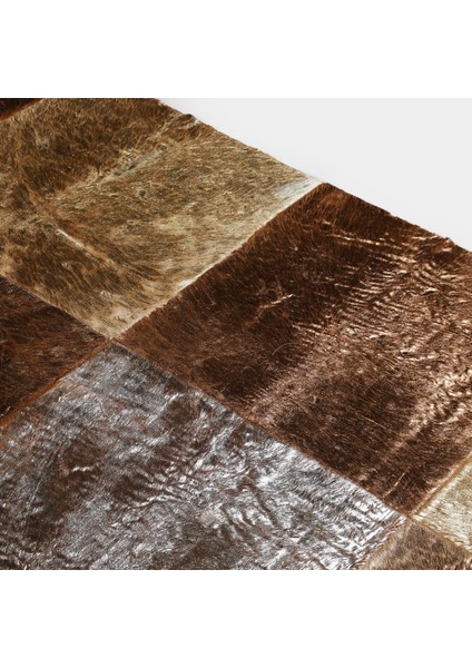 Doğal Kahverengi Dana Derisi Patchwork Halı – El Yapımı Hakiki Deri Lüks Ev Dekorasyonu Halısı fırsatları