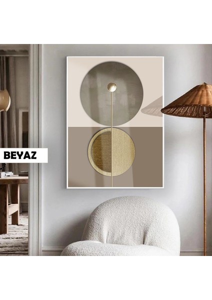 |gri-Gold Bohem Elegance Soyut Model |çerçeveli Temperli Cam Tablo Tekli Dikey