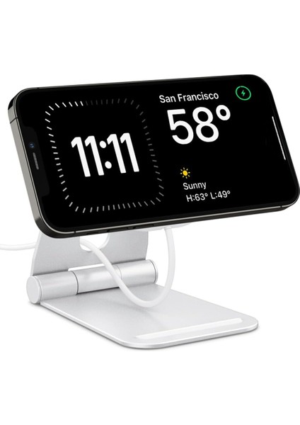 Magfit iPhone Için Magsafe Özellikli (Magsafe Şarj Dahil Değildir) Şarj Standı White - AMP02673