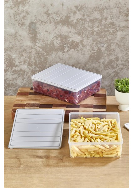 Mor Saklama Kabı Seti, 2 Adet 4 Litrelik, Şık ve Kullanışlı Ev Organizasyonu Ürünü