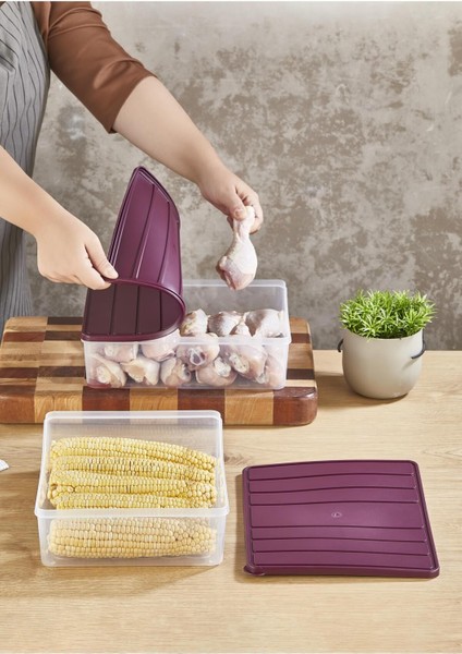 Mor Saklama Kabı Seti, 2 Adet 4 Litrelik, Şık ve Kullanışlı Ev Organizasyonu Ürünü modelleri