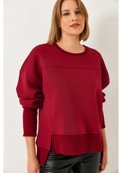 Kadın Üç Iplik Şardonlu Oversize Sweatshirt