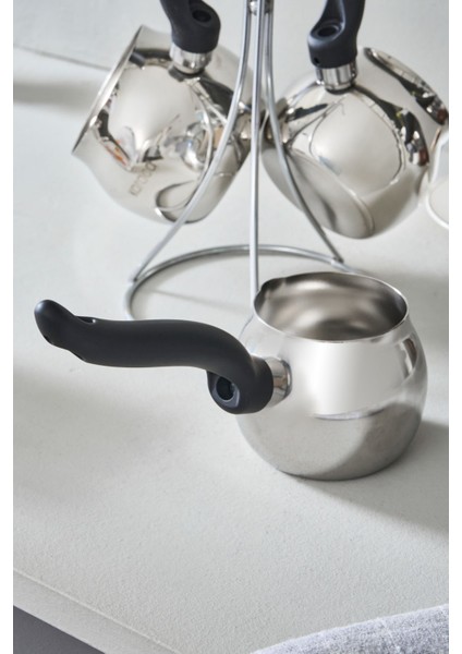 3'lü Standlı Kahve Cezvesi Seti, Şık ve Kullanışlı Siyah Tasarım fiyatları