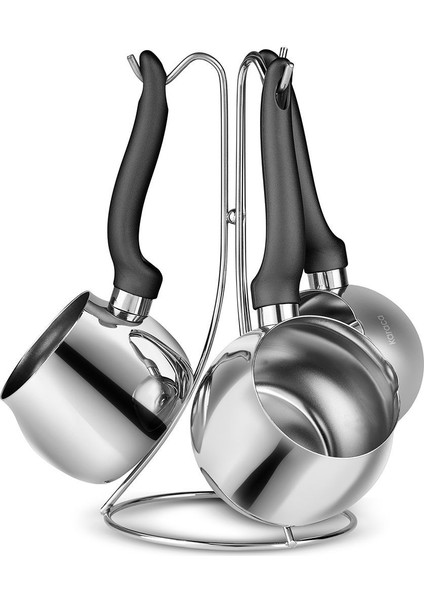 3'lü Standlı Kahve Cezvesi Seti, Şık ve Kullanışlı Siyah Tasarım fırsatları