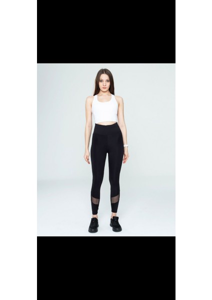 Geniş Kemer Tül Detaylı Tayt