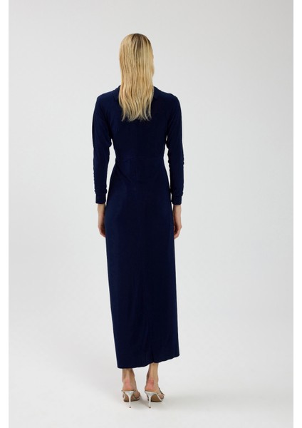 Lacivert Drape Detaylı Elbise indirimleri