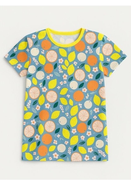Kız Çocuk Pamuklu Meyve Desenli Kısa Kol Pijama Takımı fiyatları